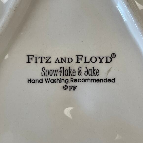 Fitz And Floyd Snowflake & Jake Snack Plate Christmas Tree Holiday Platter - Picture 5 of 9